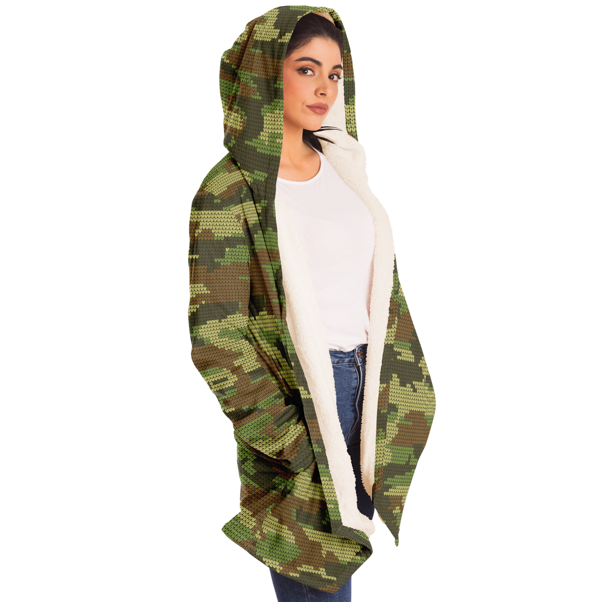 Camo Microfleece Unisex Hooded Cloak
