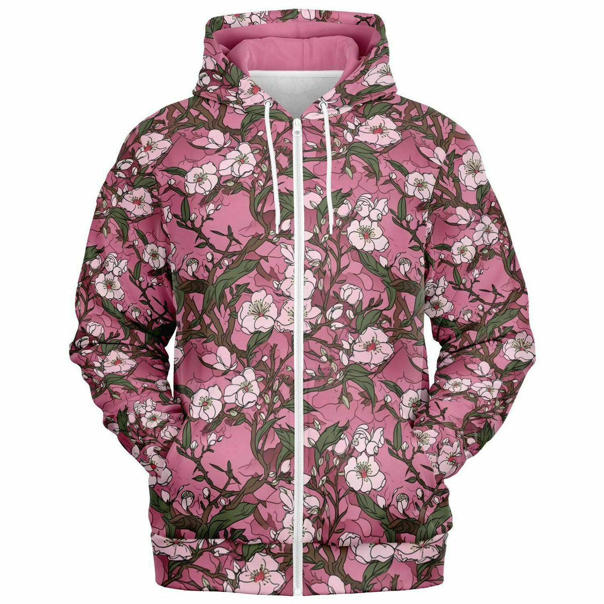 Athletic Zip-Up Hoodie Cherry Blossom - Future Is Retro