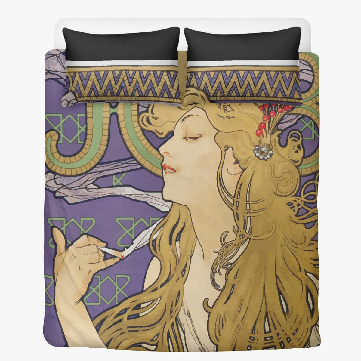 Bedding Set - Boho Aesthetic Art Nouveau Alfonse Mucha Print