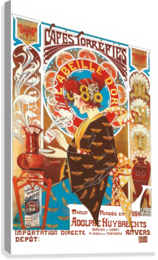 French Art Nouveau Vintage Illustration Coffee Poster