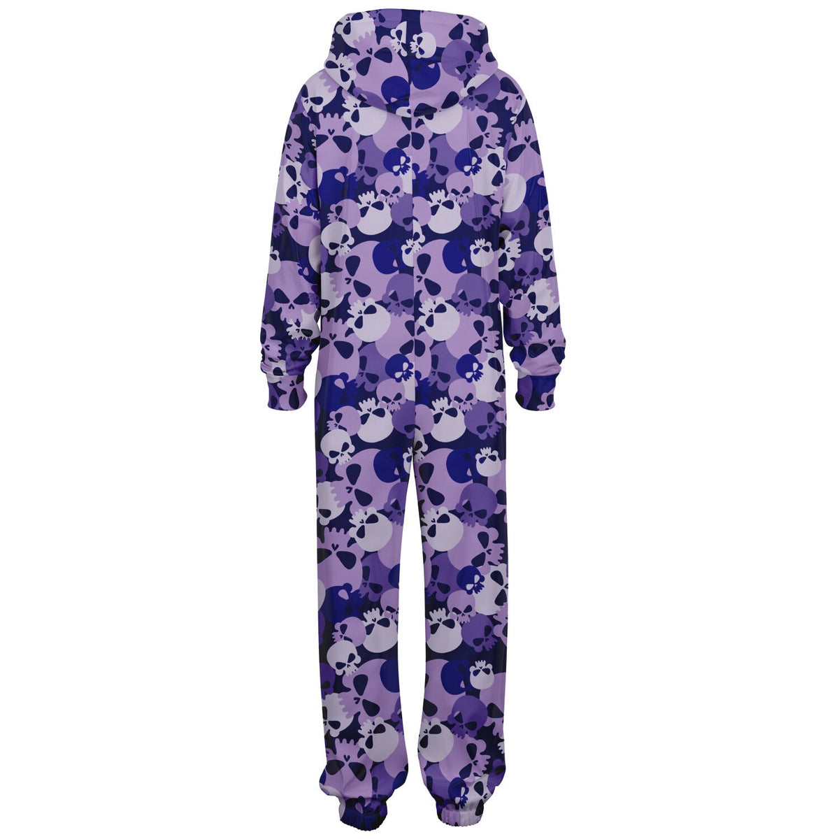 Indigo Skull Hoodie Jumpsuit Loungewear, Rave Festival Wear, makaber, Gothic, 