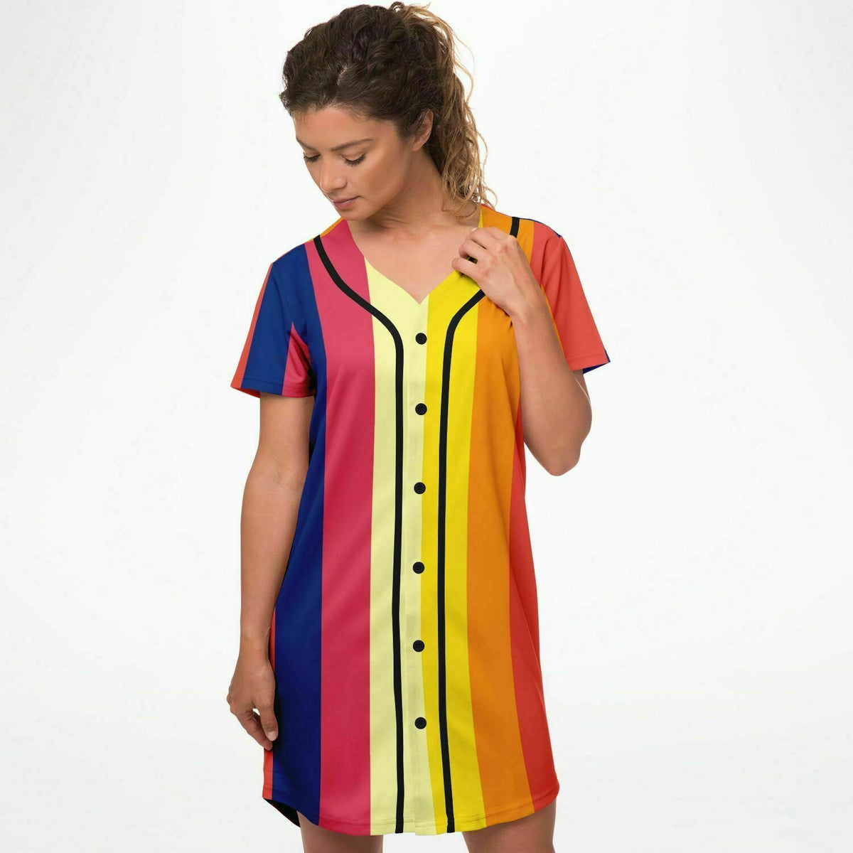 Baseball Jersey Dress Retro 70&#39;s stripe