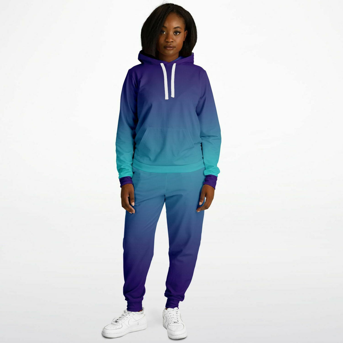 Blue and Aqua Gradient Fade Hoodie and Jogger set