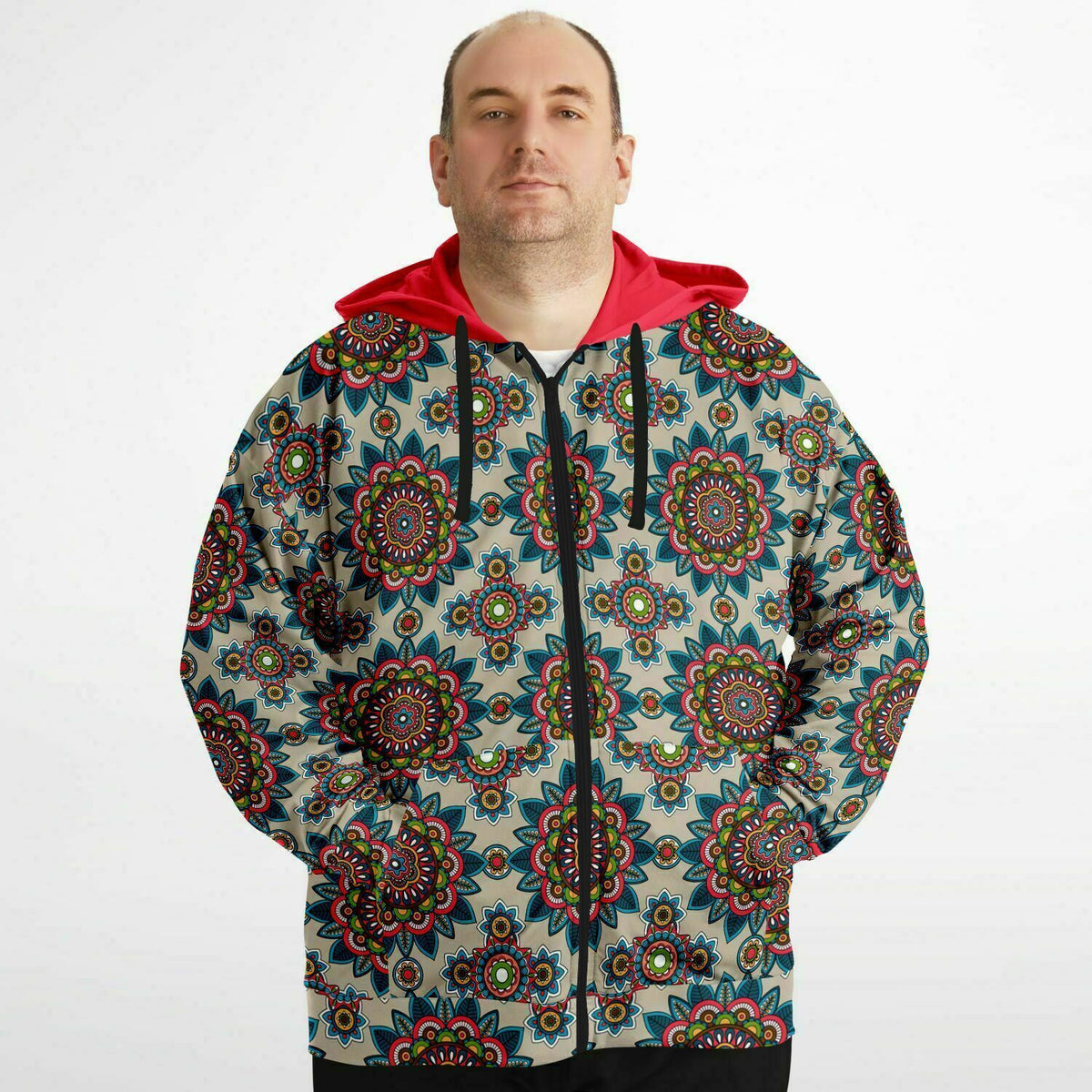 Plus Size zip up hoodie - Mandala Print