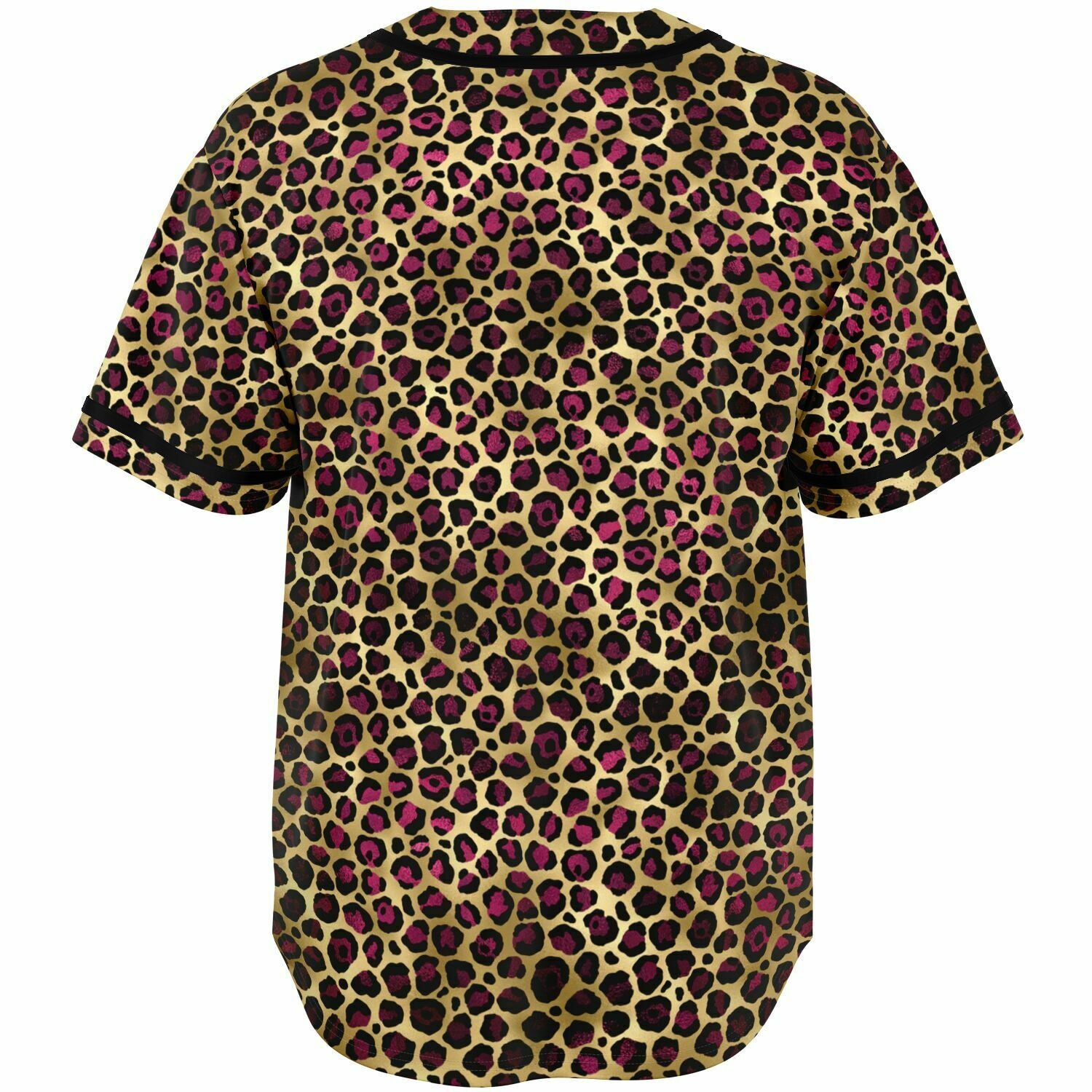 Magenta Leopard Print Baseball Jersey - Unisex, 100% Polyester, Moisture-Wicking Fabric, Rockabilly, Club, Retro