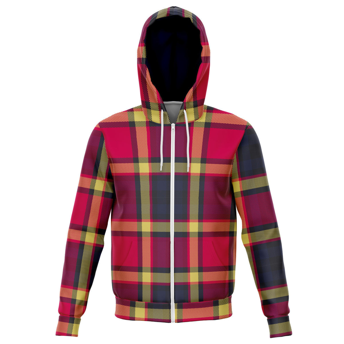Red Tartan Zip Up Hoodie