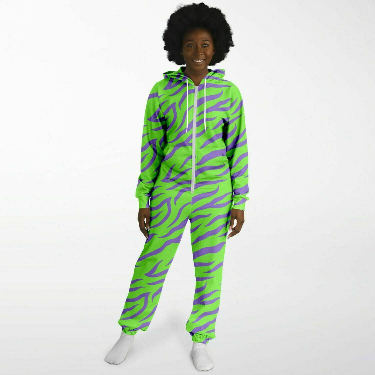 Rave Jumpsuit with pockets Neon Tiger, Loungewear, festival clothing