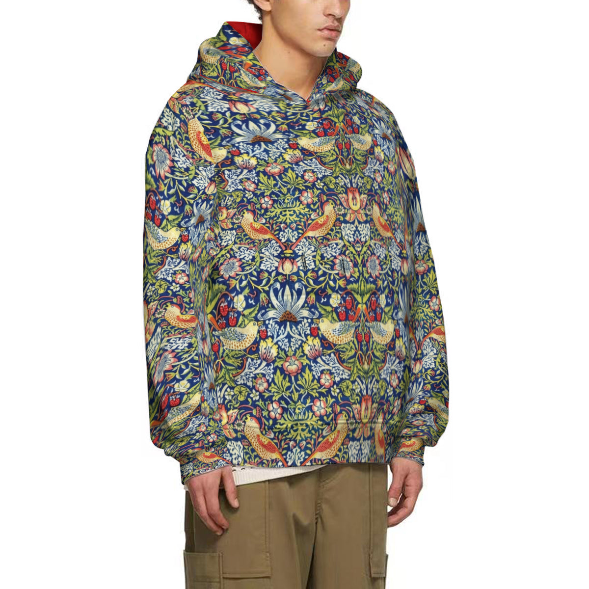 Art Nouveau Heavyweight Cotton Hoodie - William Morris &#39;The Strawberry Thieves&#39;