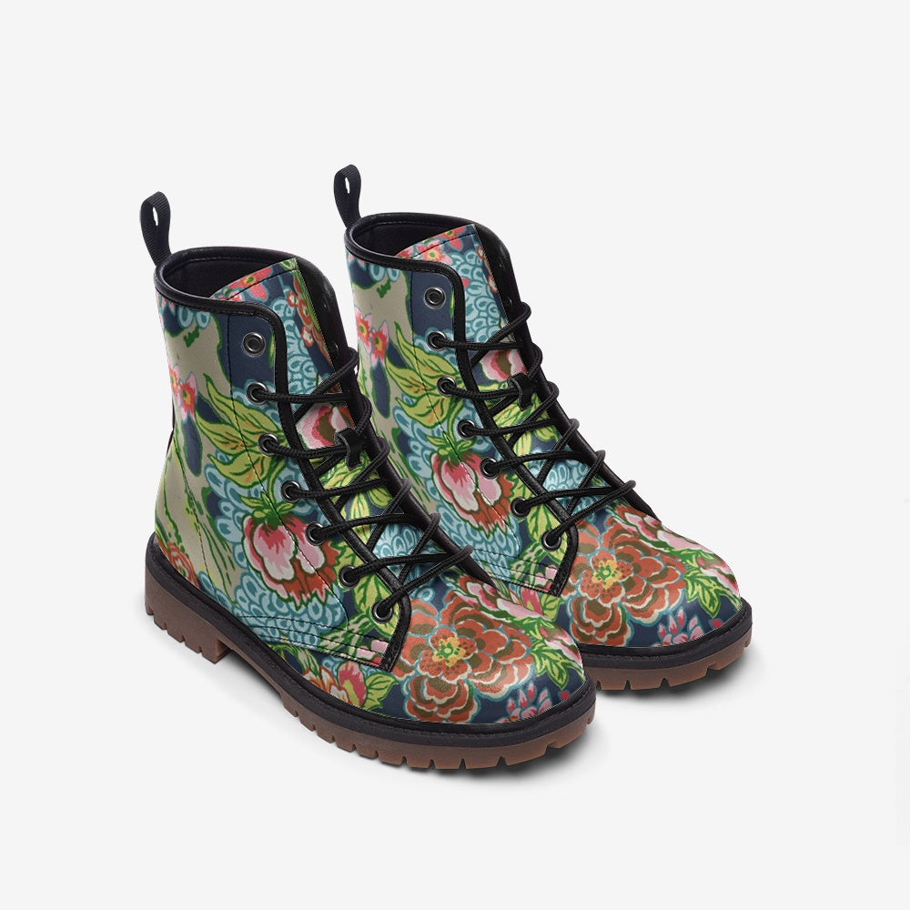 Art Nouveau Vegan Leather Combat Boots