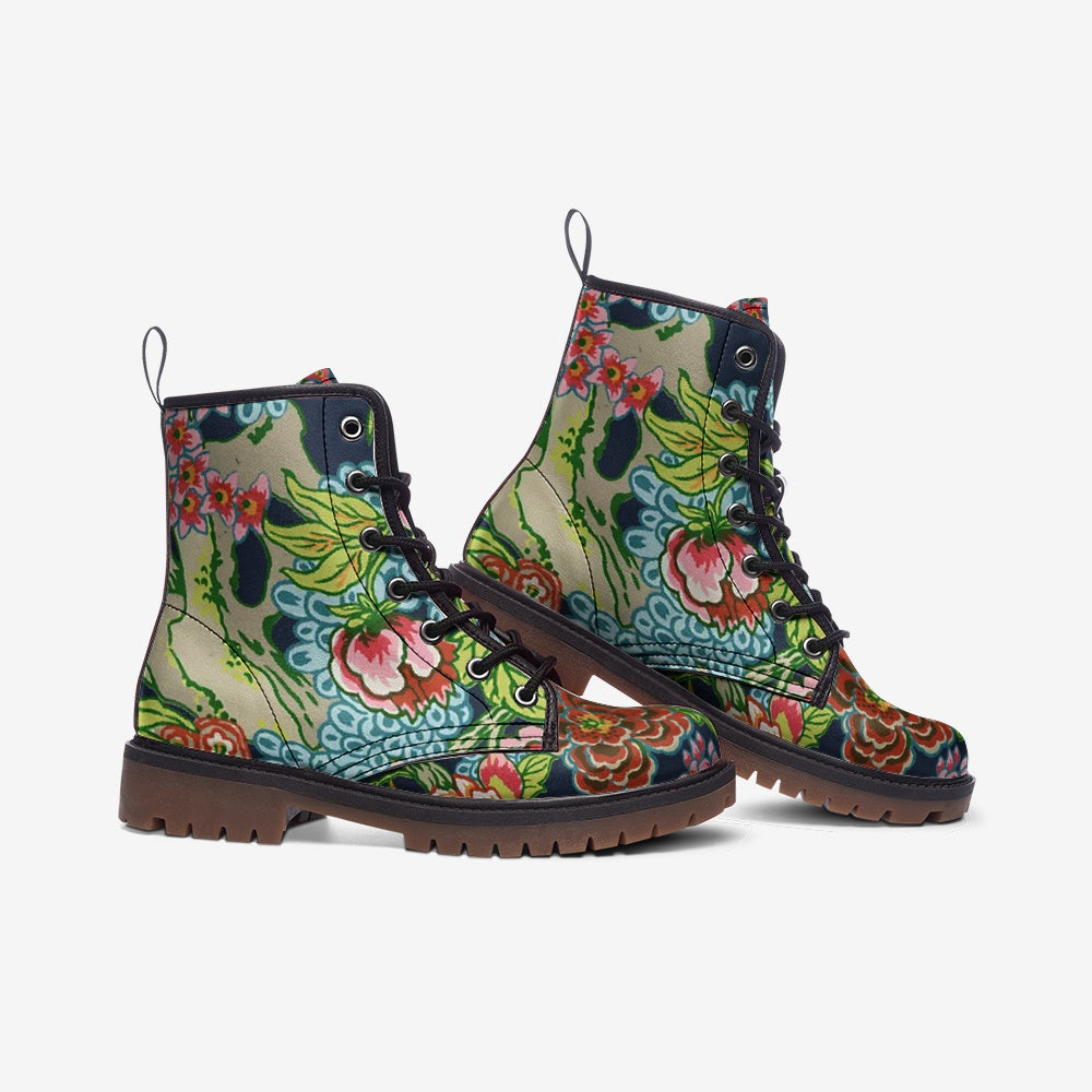 Art Nouveau Vegan Leather Combat Boots
