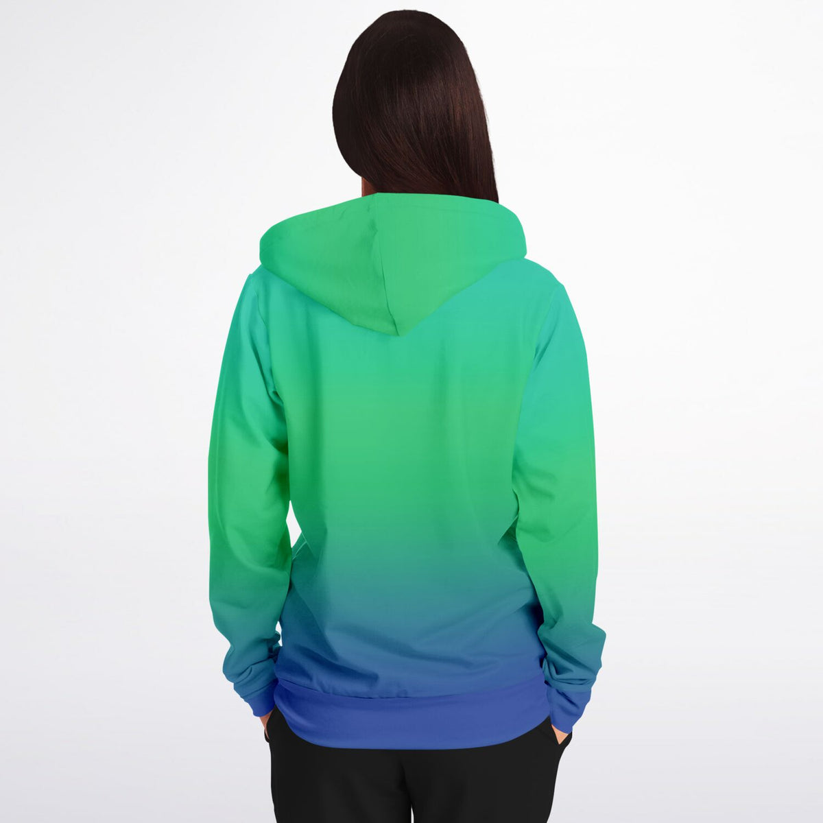 Athletic Zip-Up Hoodie - Blue Green Fade