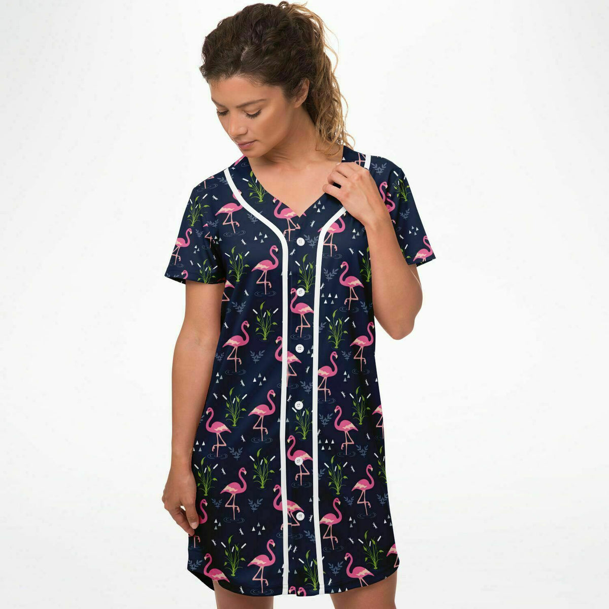 Baseball Jersey Dress - Flamingo Y2K