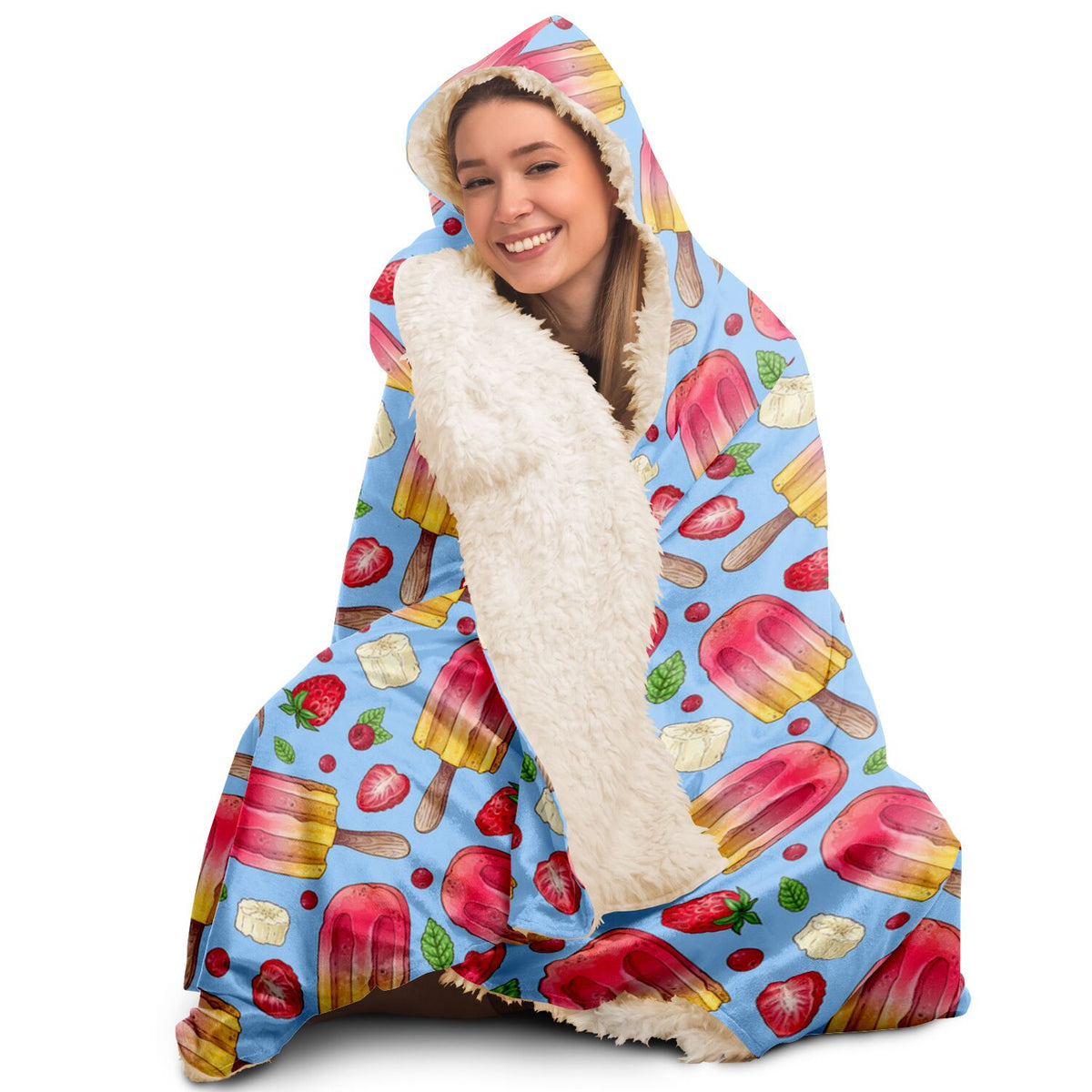 Hooded Blanket - Raspberry Ice cream