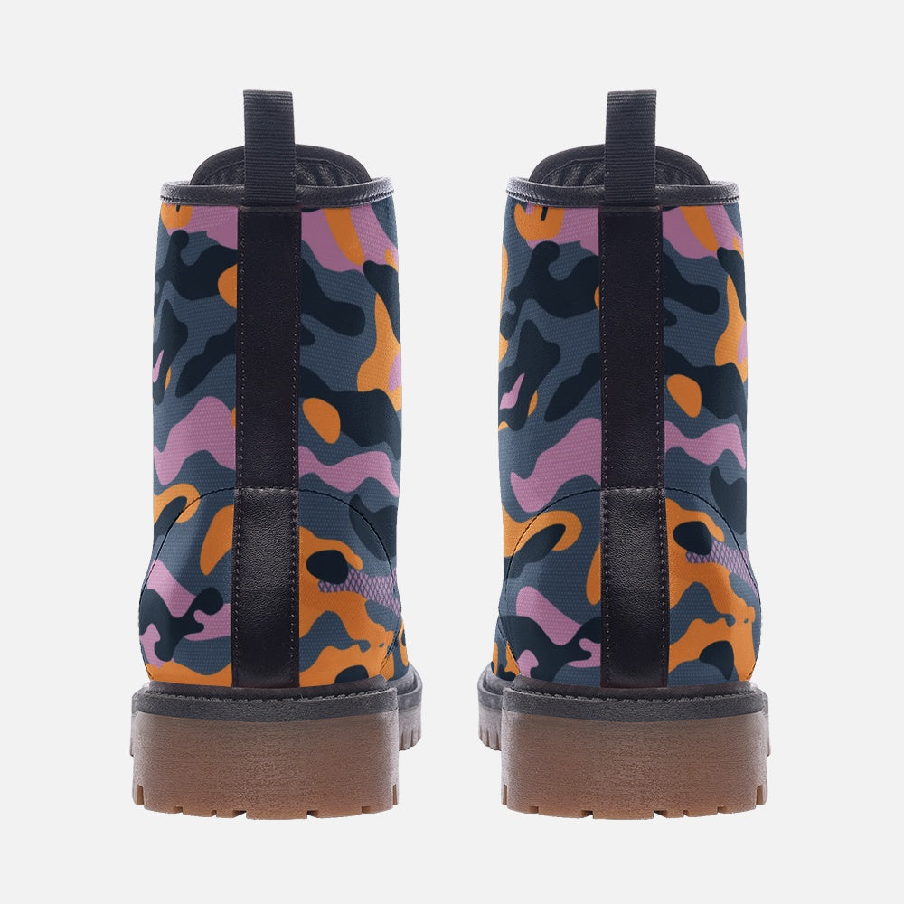 Y2K Vegan Leather Urban Camo Combat Boots