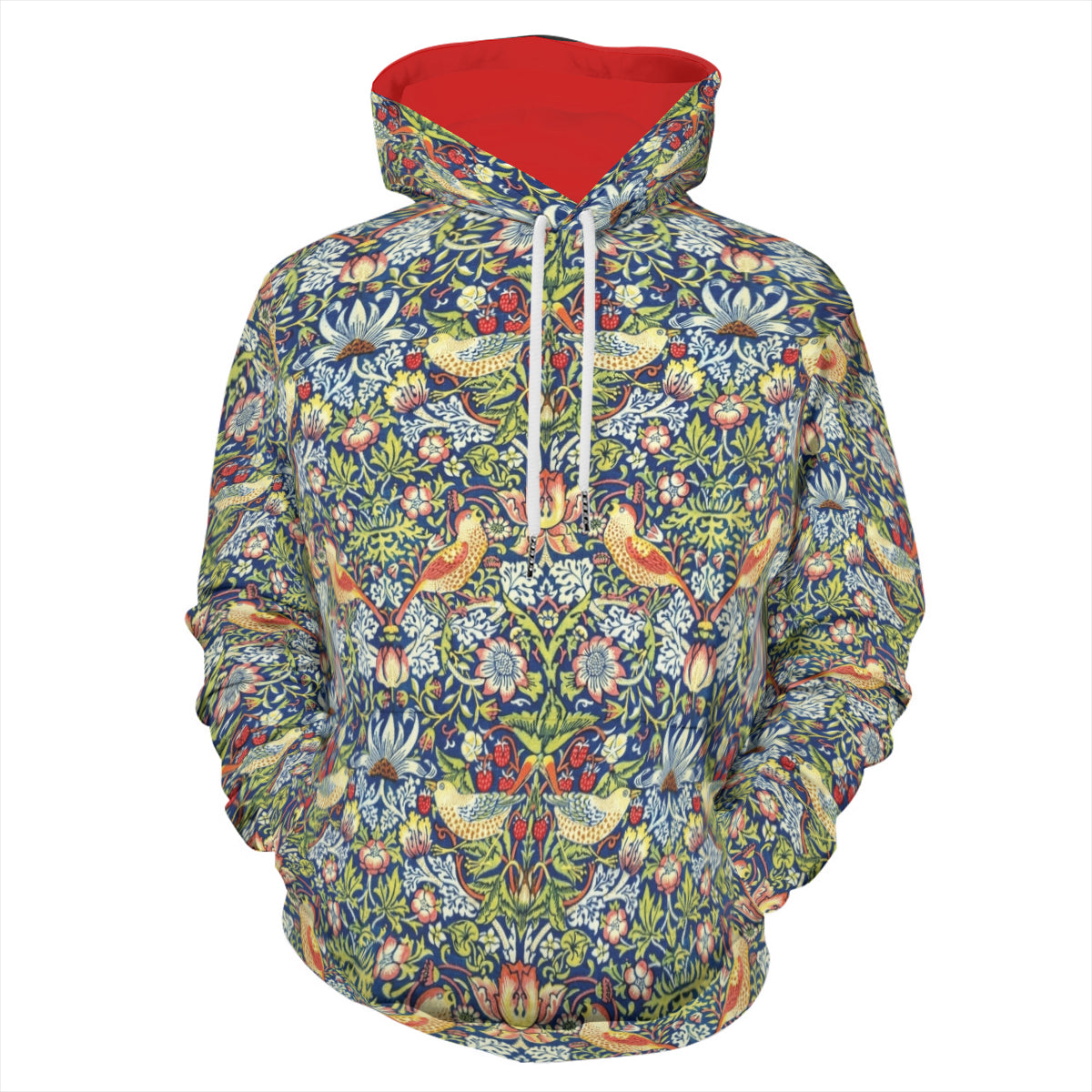 Art Nouveau Heavyweight Cotton Hoodie - William Morris &#39;The Strawberry Thieves&#39;