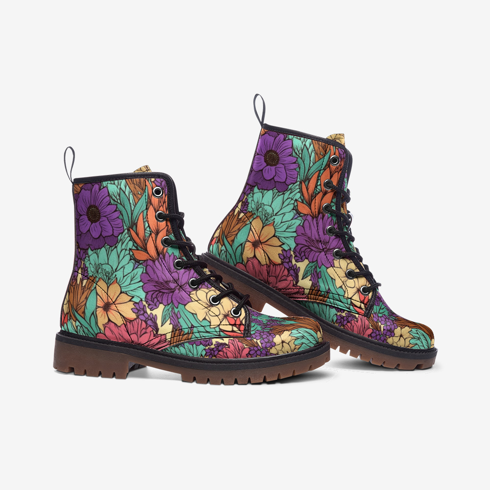 Boho Floral Cottage Core Combat Boots