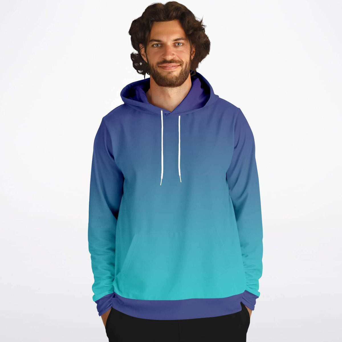 Blue Aqua Hoodie with Gradient Fade