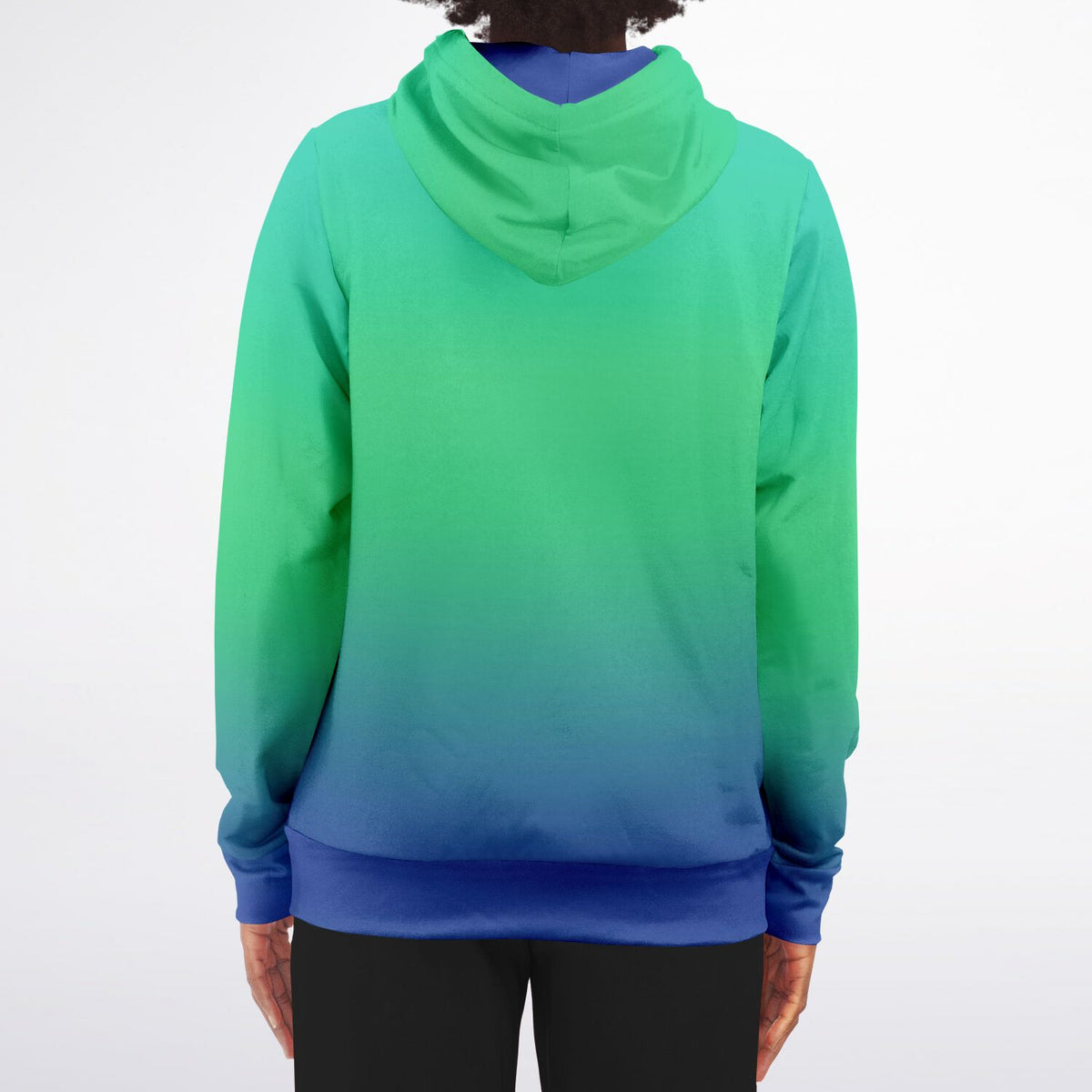 Athletic Zip-Up Hoodie - Blue Green Fade