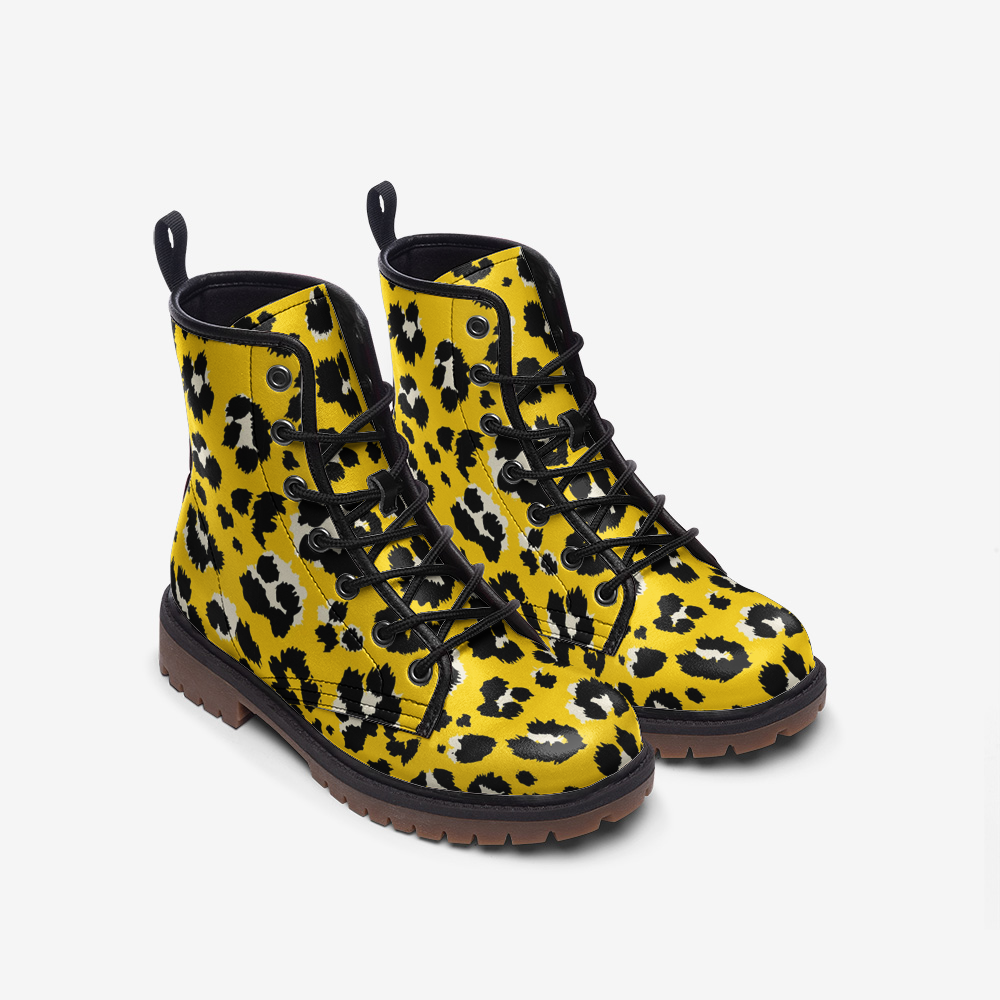 Y2K Cheetah Print Combat Boots