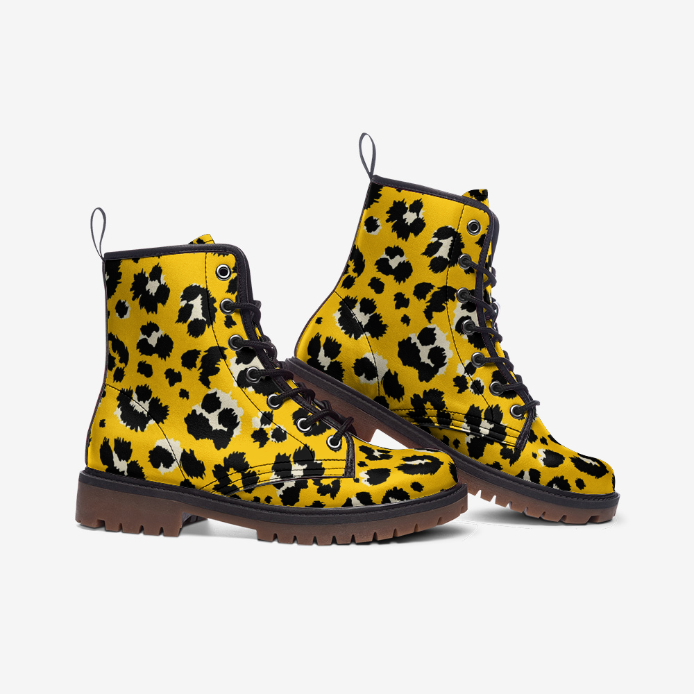 Y2K Cheetah Print Combat Boots
