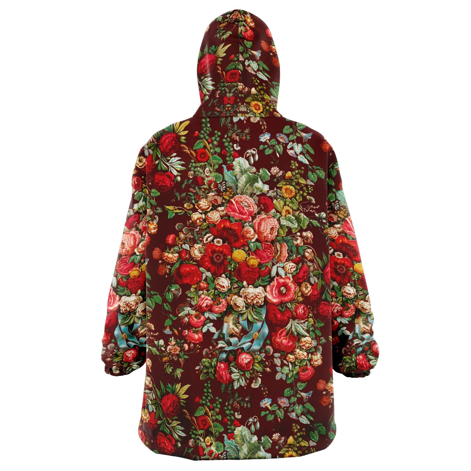 Microfleece Hoodie in Floral Art Nouveau, Harajuku Loungewear