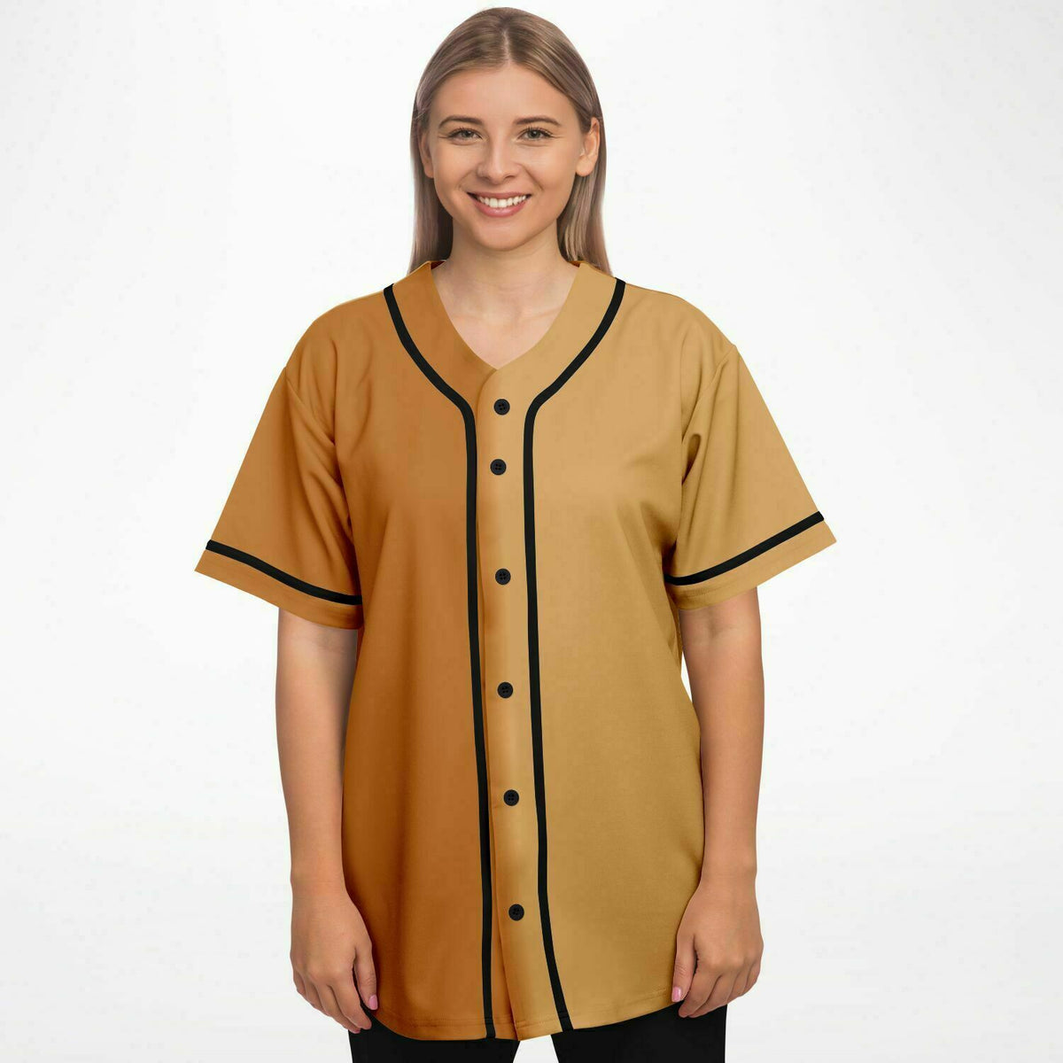 Baseball Jersey golden tan, Retro Baseball Jersey