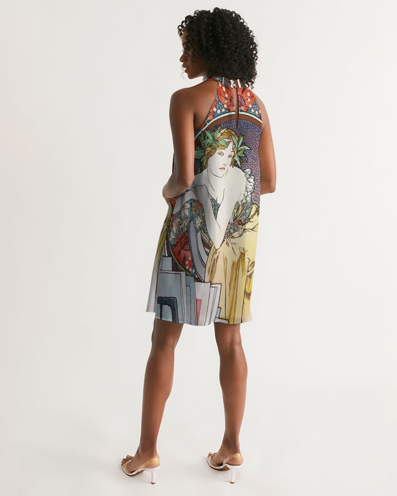 Halter Dress Art Nouveau Alphonse Mucha design
