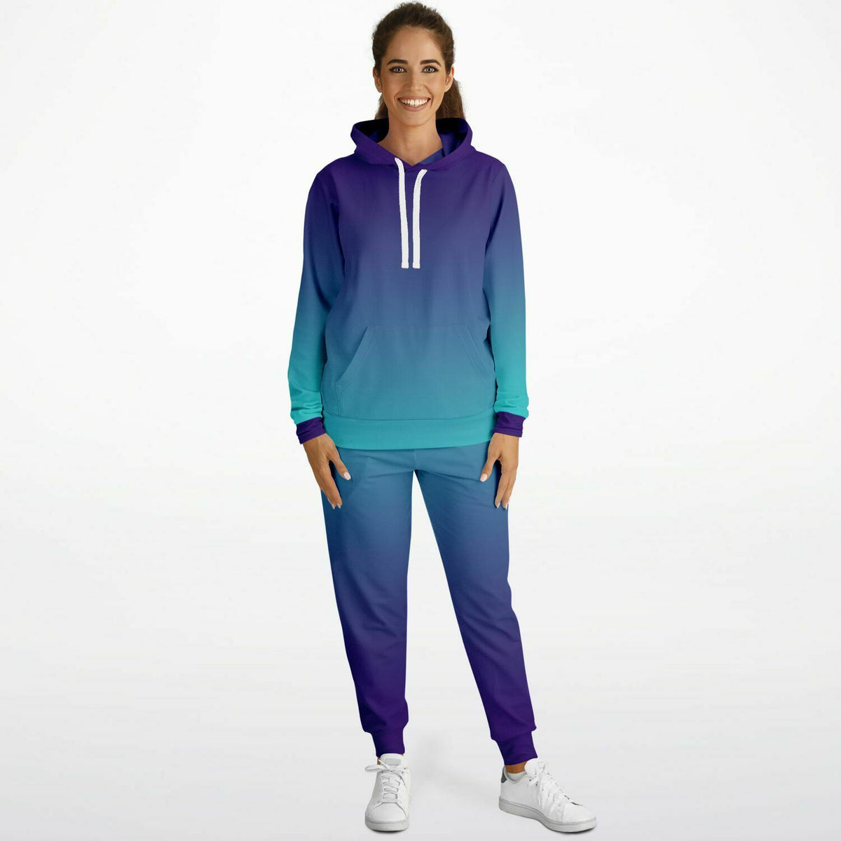 Blue and Aqua Gradient Fade Hoodie and Jogger set