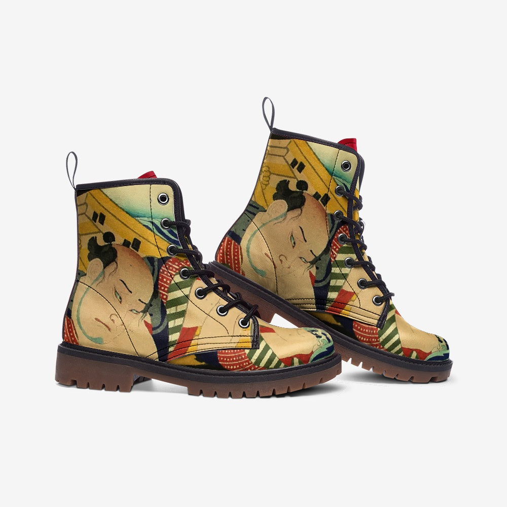 Ukiyo-e Japan Vegan Leather Combat Boots