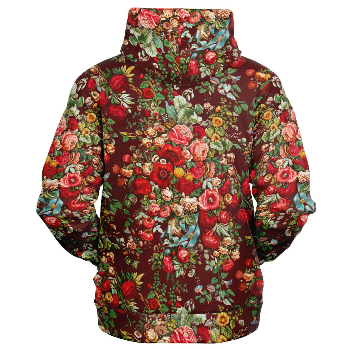 Athletic Zip-Up Hoodie - Art Nouveau Roses - Future Is Retro