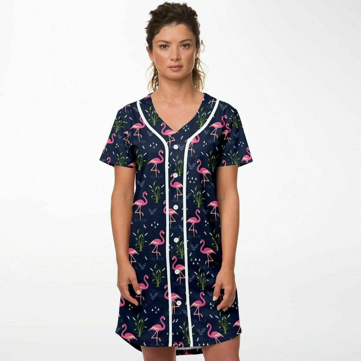 Baseball Jersey Dress - Flamingo Y2K
