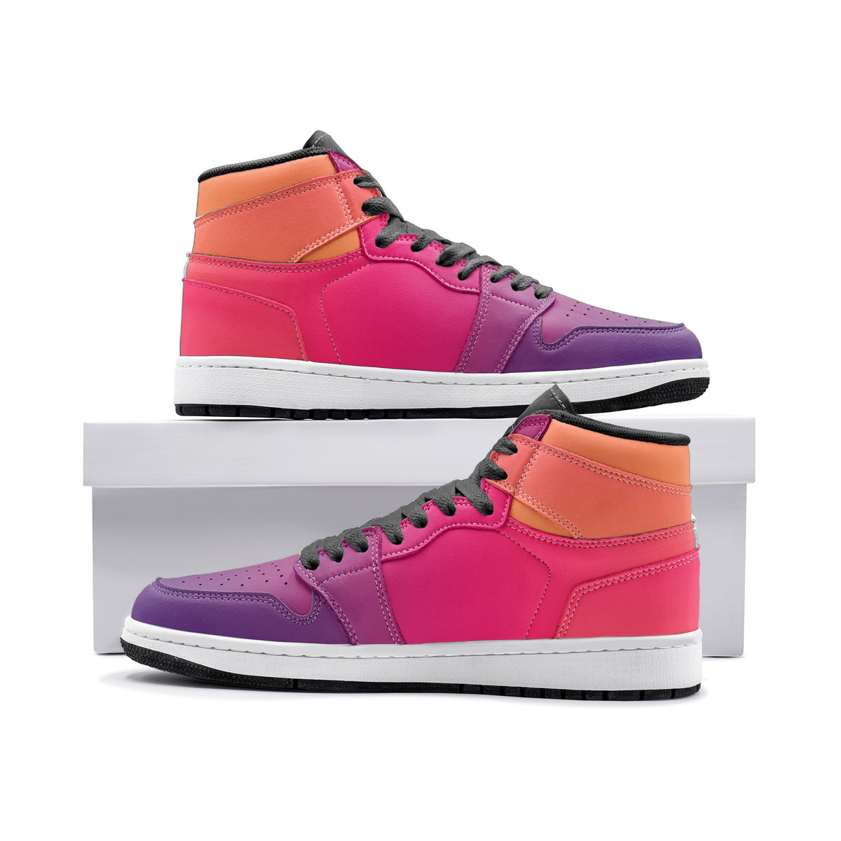 Vegan Leather Hi Tops Sunset Ombre