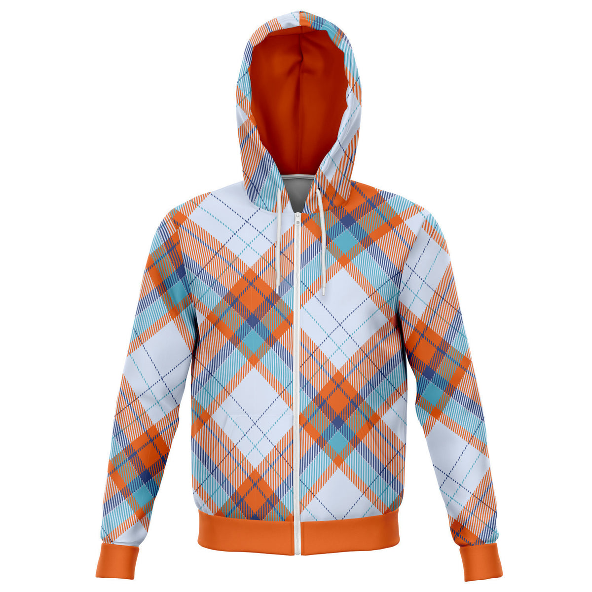 Sky Tartan Zip Hoodie