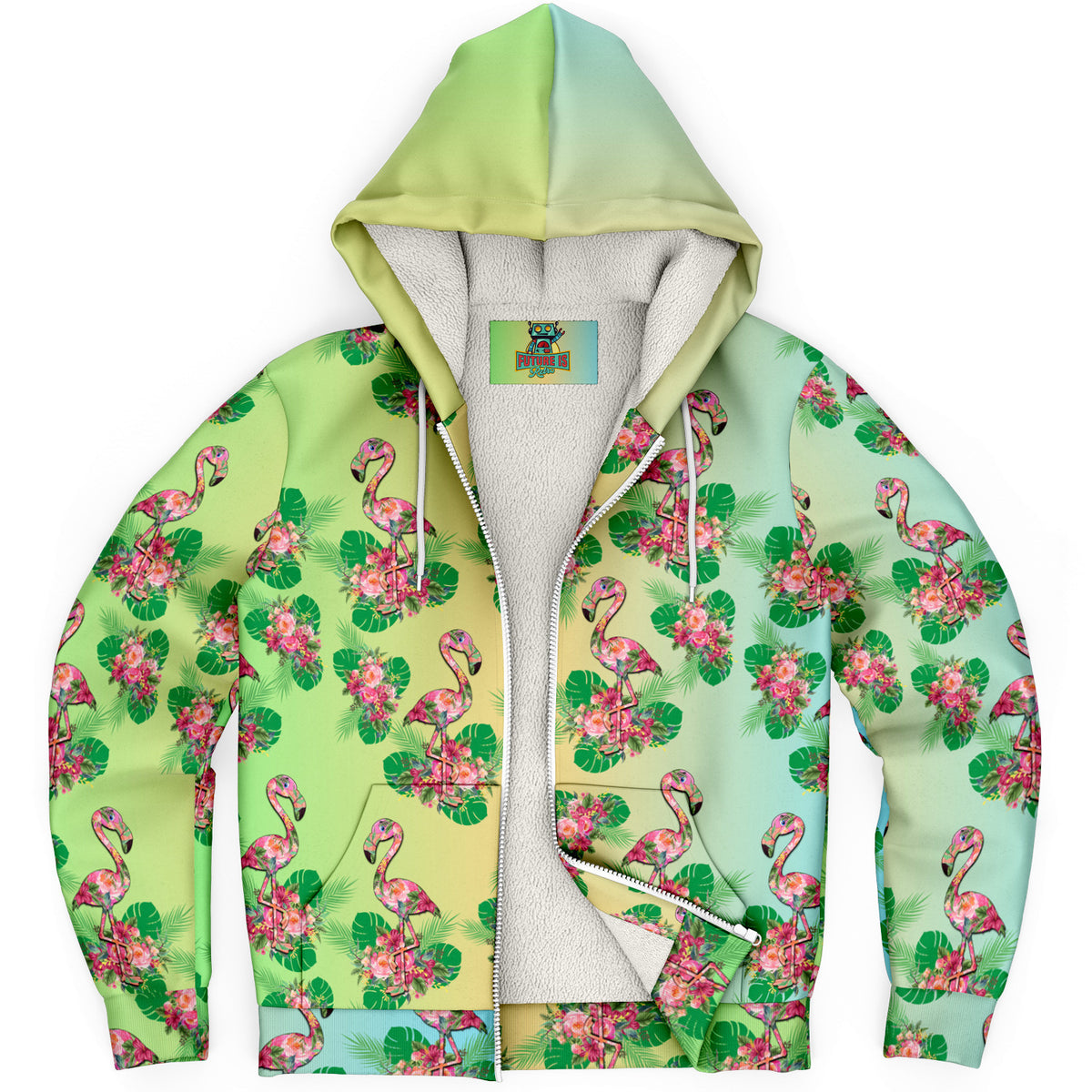 Microfleece Zip hoodie 90s Flamingo
