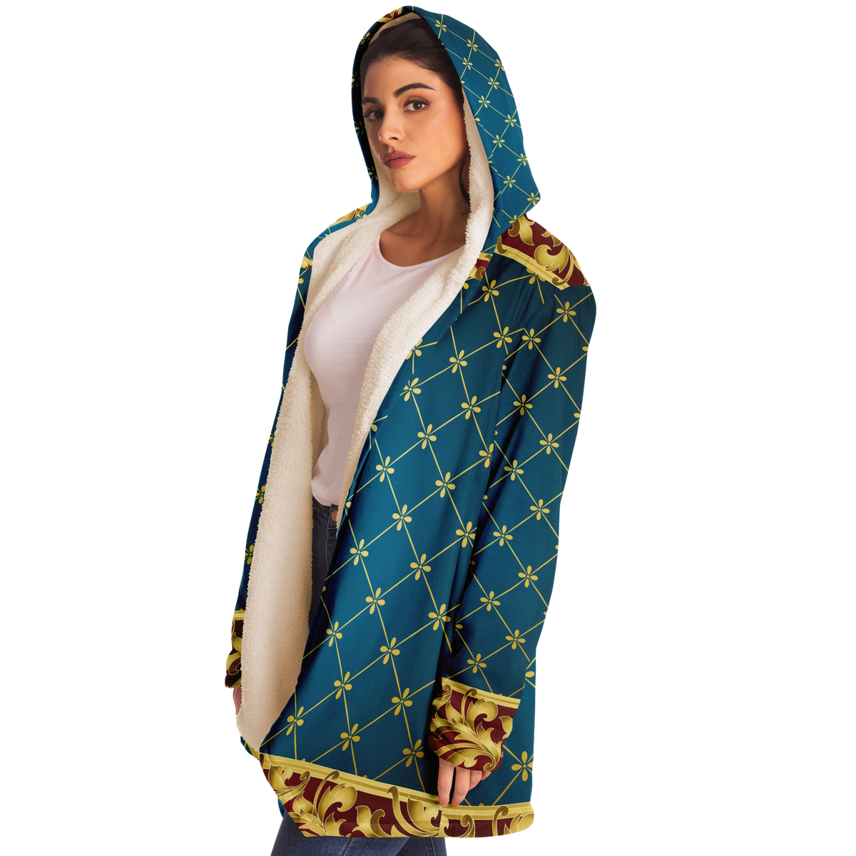 Art Deco Hooded Micro-Fleece Cloak