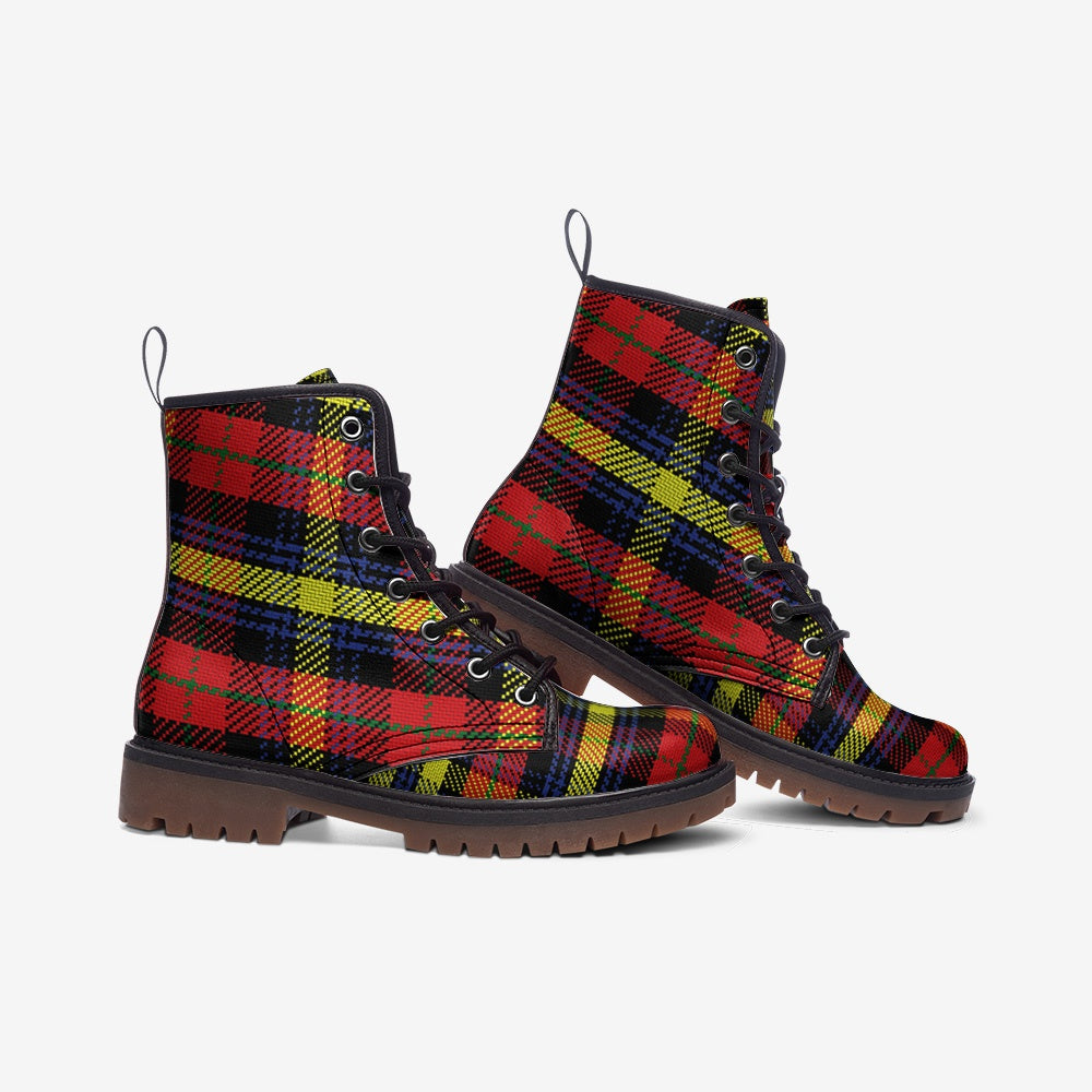 Multi Tartan Vegan Leather Combat boots