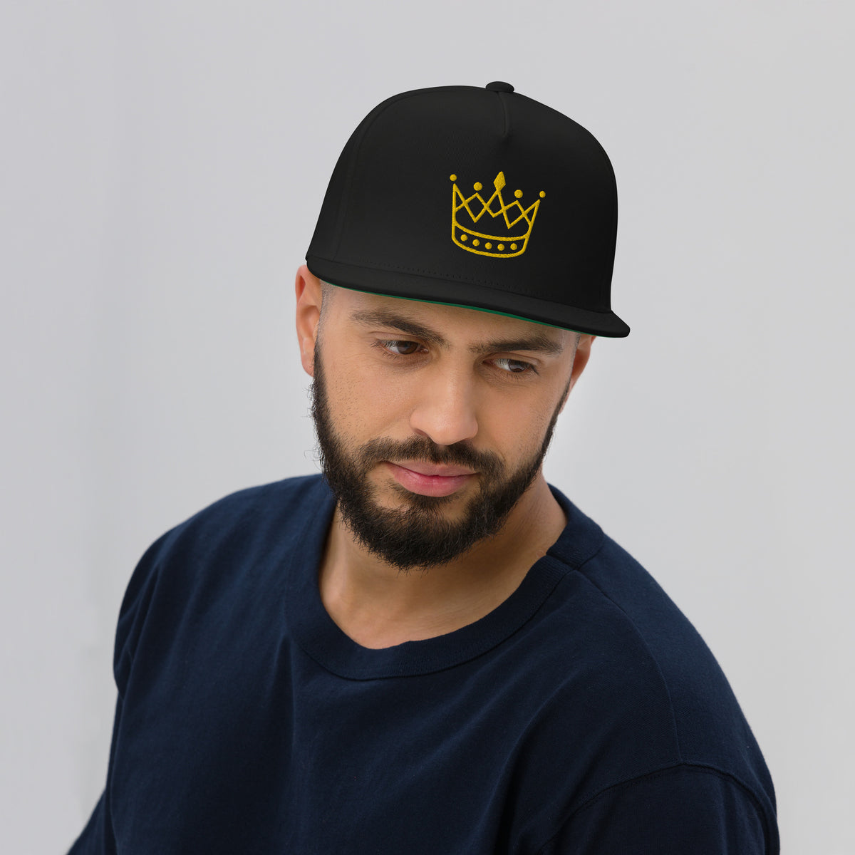 Flat Bill Cap - Golden Crown King or Queen baseball cap