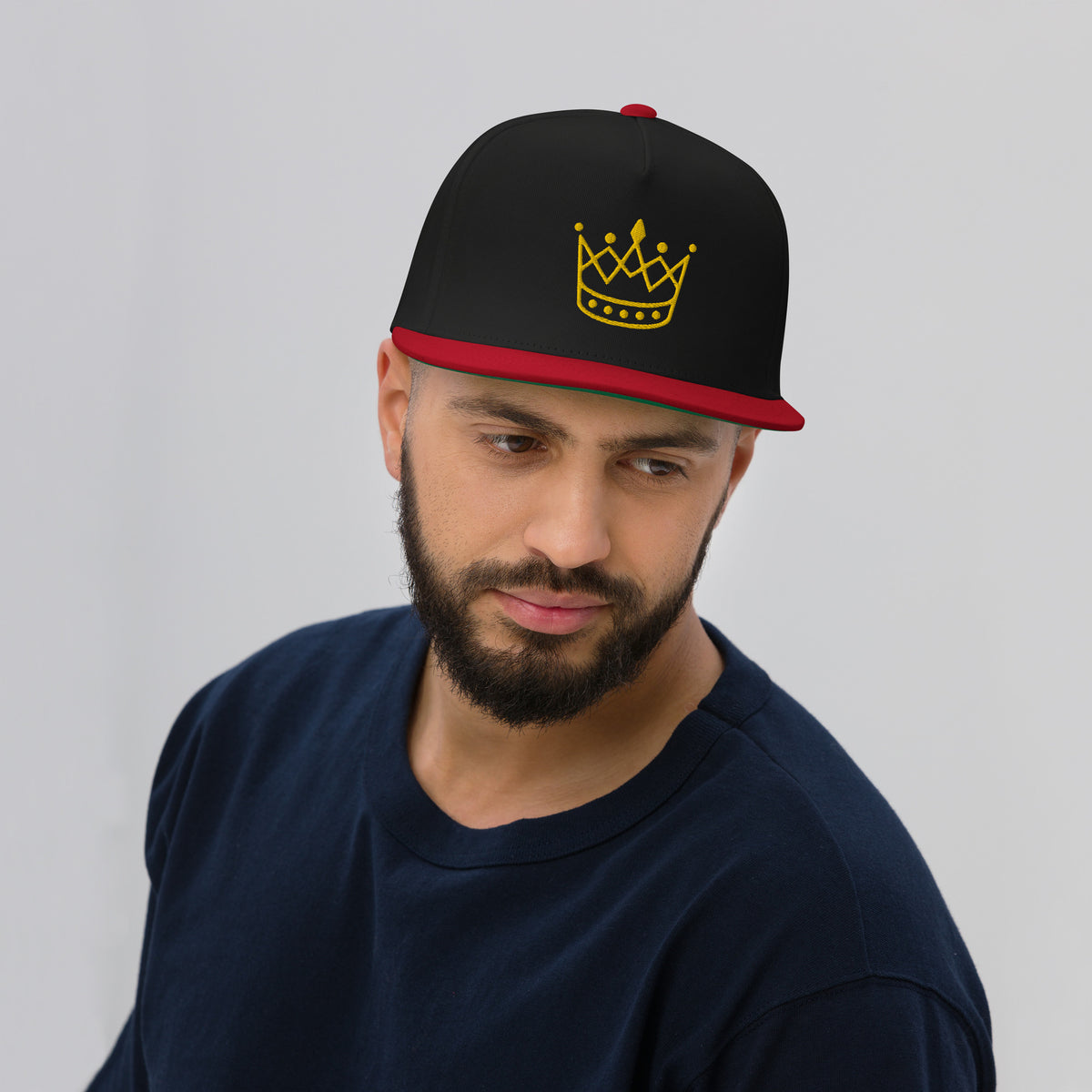 Flat Bill Cap - Golden Crown King or Queen baseball cap