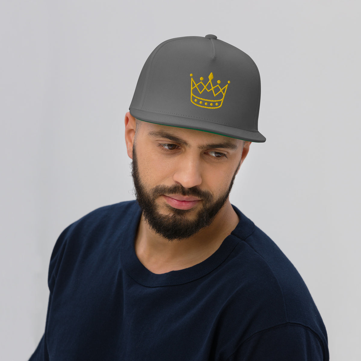 Flat Bill Cap - Golden Crown King or Queen baseball cap