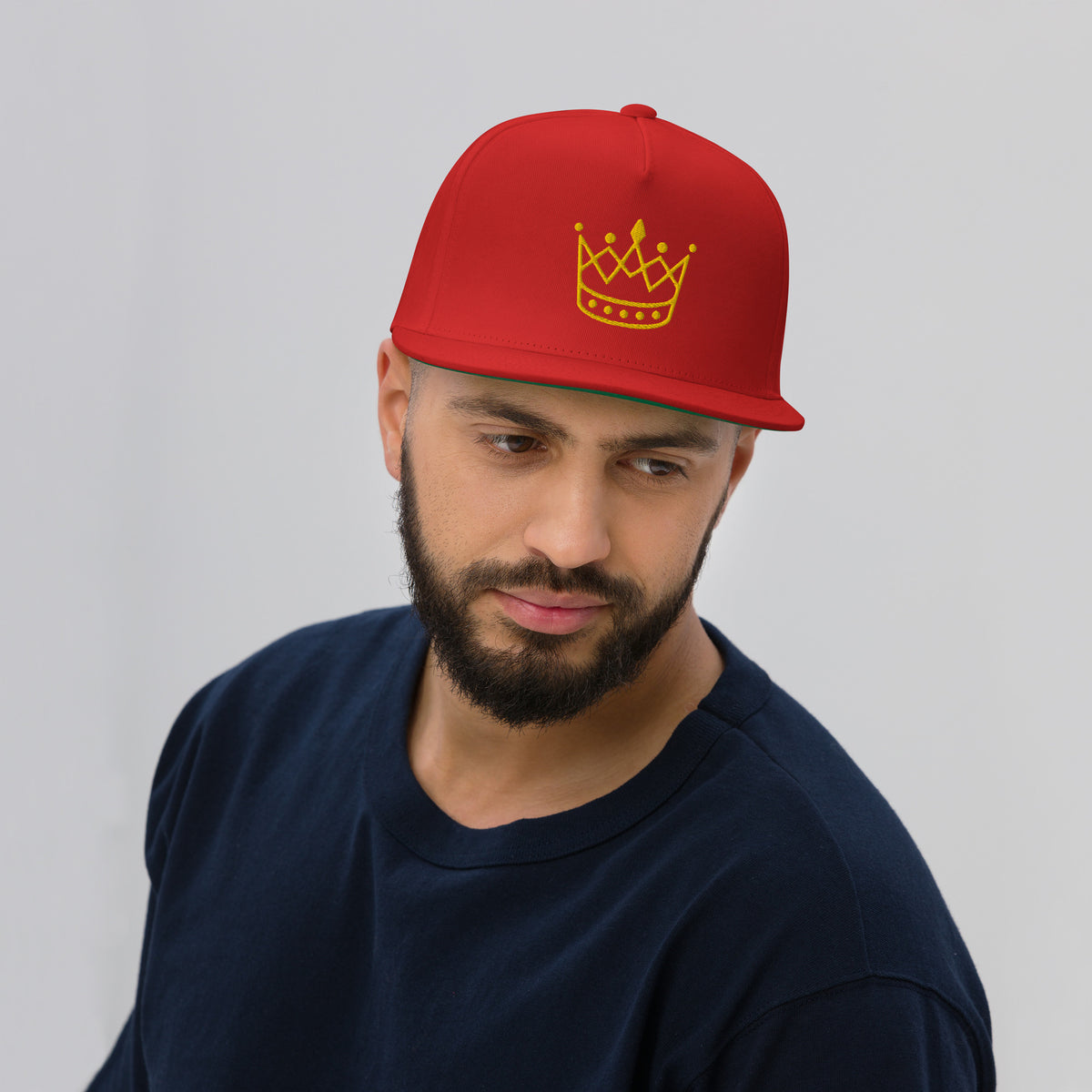 Flat Bill Cap - Golden Crown King or Queen baseball cap