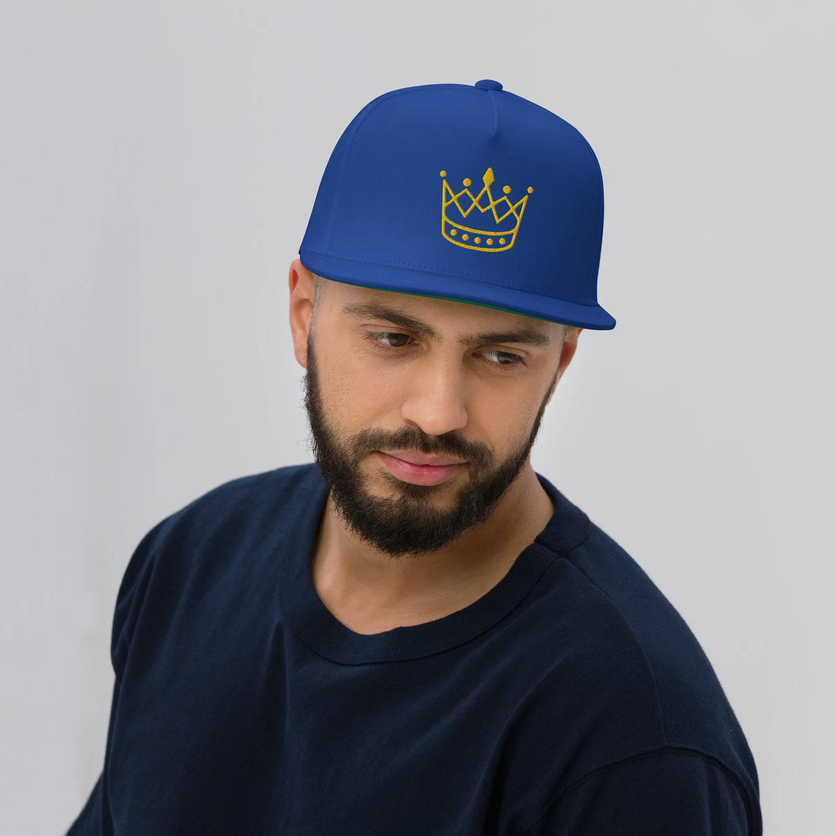Flat Bill Cap - Golden Crown King or Queen baseball cap