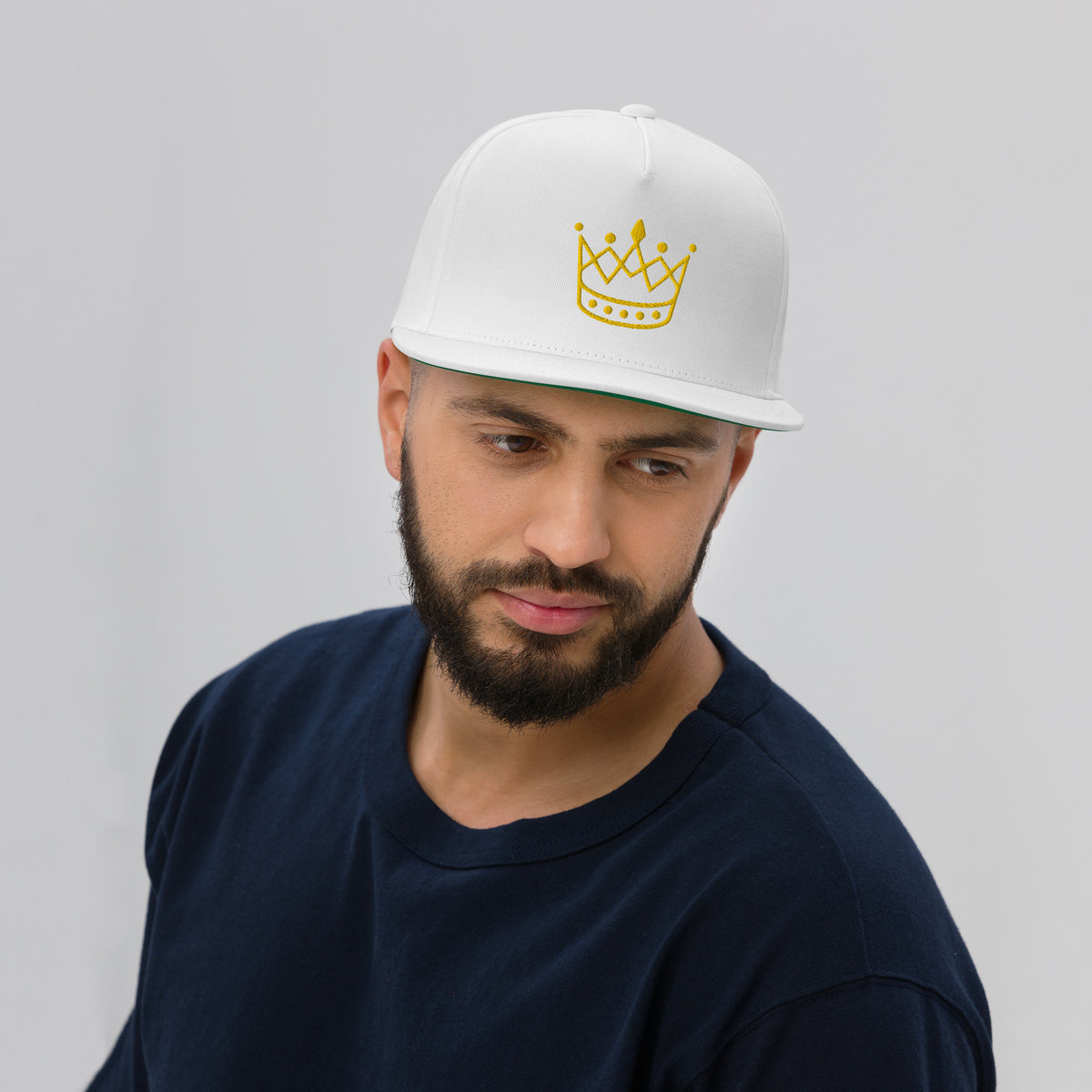 Flat Bill Cap - Golden Crown King or Queen baseball cap