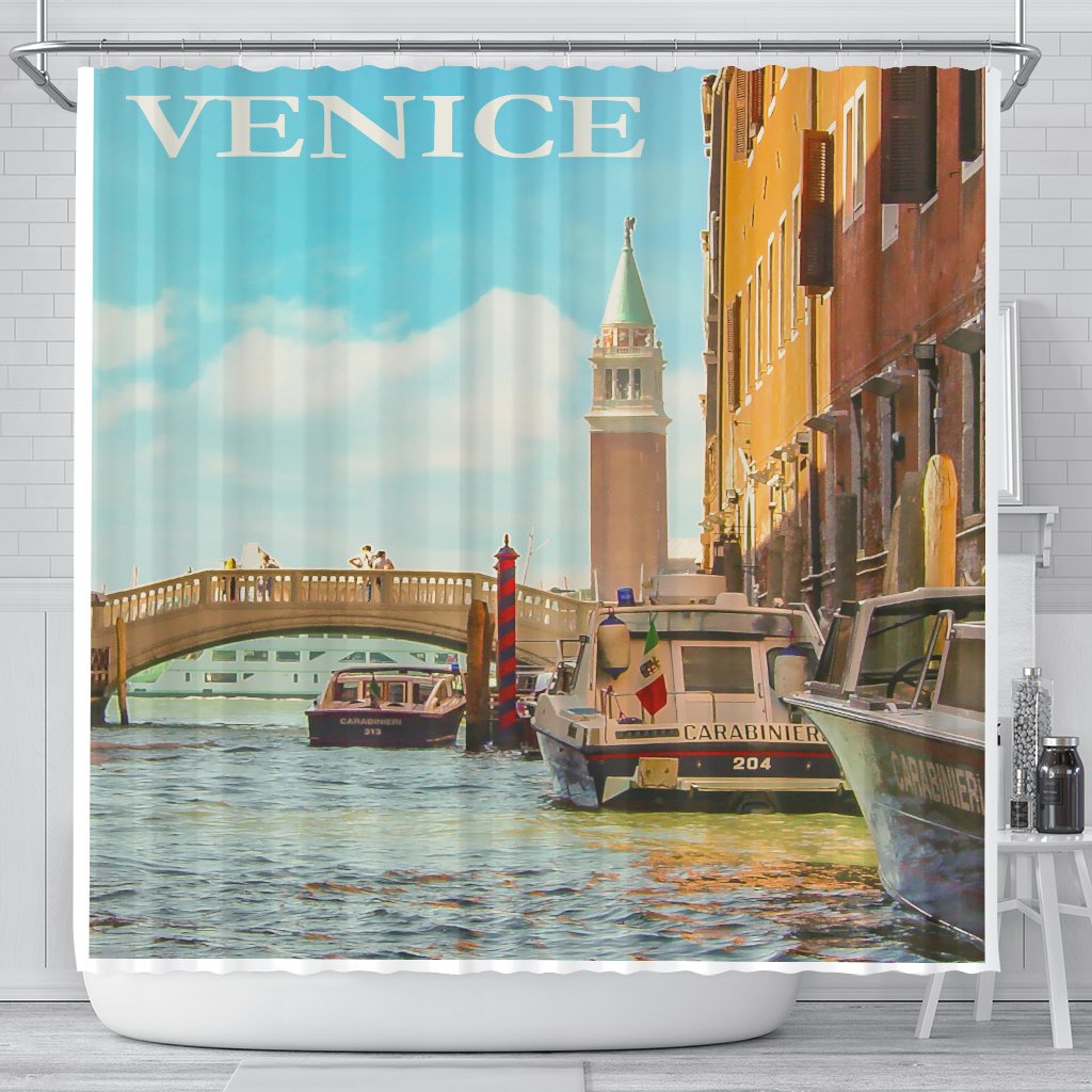 Vintage Venice Shower Curtain - Futureisretro