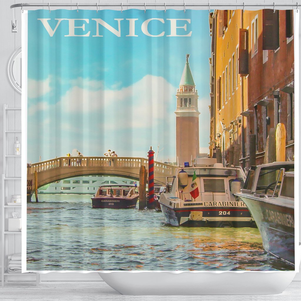 Vintage Venice Shower Curtain - Futureisretro