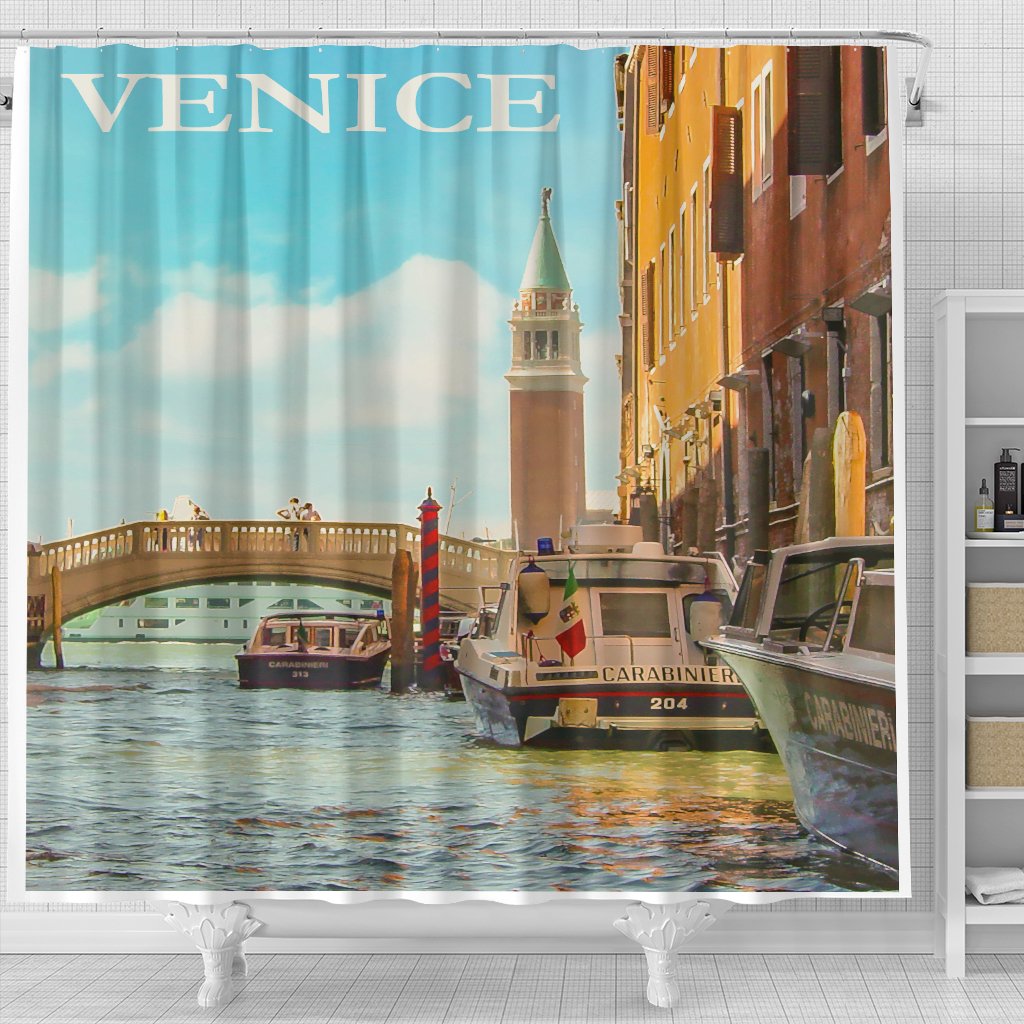 Vintage Venice Shower Curtain - Futureisretro