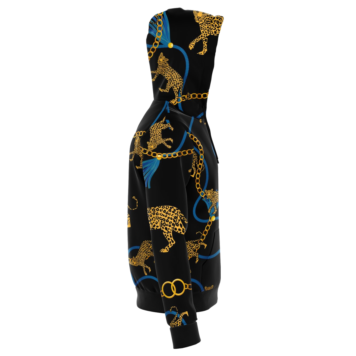 Leopard and Gold Chain Unisex Zip Hoodie