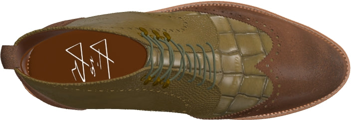 BannockBurn Military Boot en cuir ciré marron et grain de galet olive