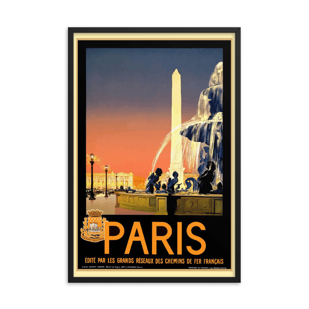 Vintage Paris Travel Poster Premium Art Print - Futureisretro