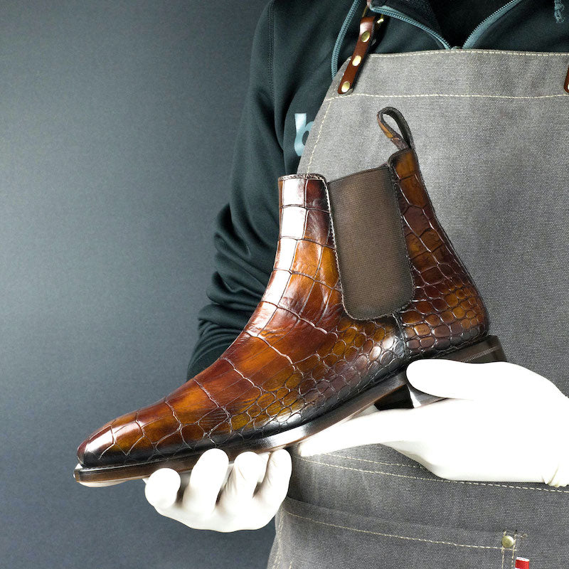 Leather Chelsea Boot in Nairobi Fire Croco Print