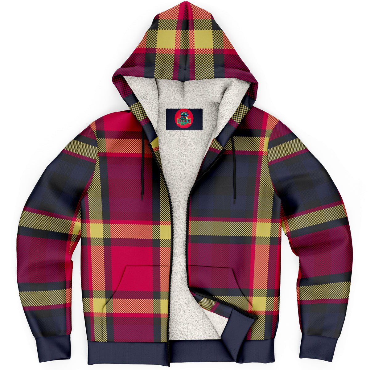 Red Tartan Unisex Microfleece Hoodie, Plaid Hoodie